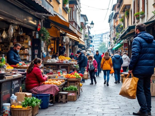 Antreprenori români în acțiune pe o stradă aglomerată.